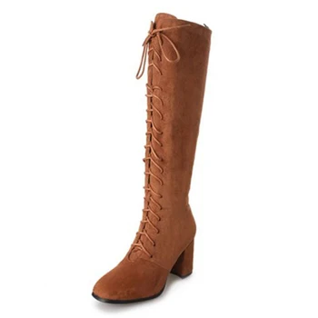 

2018 Winter New Fashion Women Scrub Zipper Knee Straps Knight High Boots Women Flat Shoes Casual High-heeled Punk Shoes NO.182