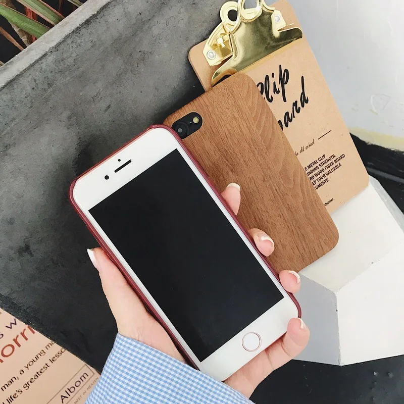 Ультра тонкий имитация дерева чехол для iPhone X 6 XS 5S S 7 8 XR MAX зерна мягкая кожа