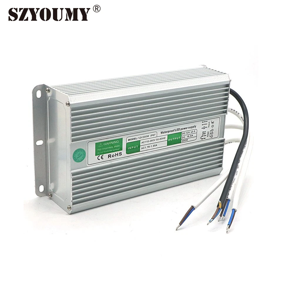 SZYOUMY Высокое качество 200 W коммутации Мощность трансформатор 12 V 16.66A светодио дный Питание IP67 Водонепроницаемый Мощность адаптер светодио