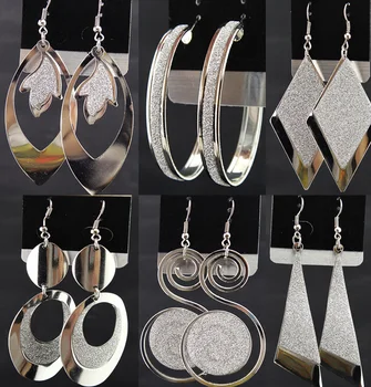 

Mix Style Fashion Jewelry Silver Frosted Long Dangle Drop Earrings for Women Wedding Engagement Party Show Gift A800mix