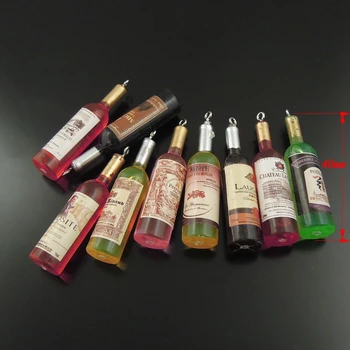 

20Pcs Cute Novelty Resin Beer Wine Bottle charm for Women Men Car Bag Keyring Keychain DIY Pendant Accessions Wedding Party Gift