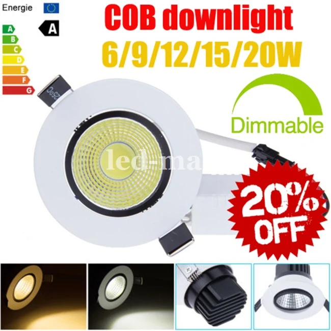 Limited 20% off-затемнения 6 Вт 9 Вт 12 Вт 15 Вт 20 Вт УДАРА светодиодный светильники энергосберегающие поворотный Светильник Встраиваемые потолка вниз огней SAA UL