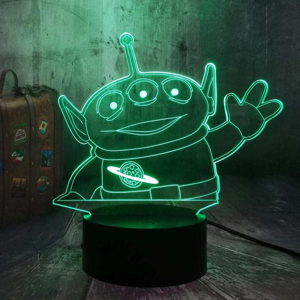 Cute Green Alien Toy Alien Toy Story 3d Visual Lamp Illusion Desk