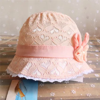 

Lace Hollow Baby Girl with Bow Toddler Kids Beach Bucket Hats Cap Summer Cute Princess Baby Hat Fit for 3- 18 Months