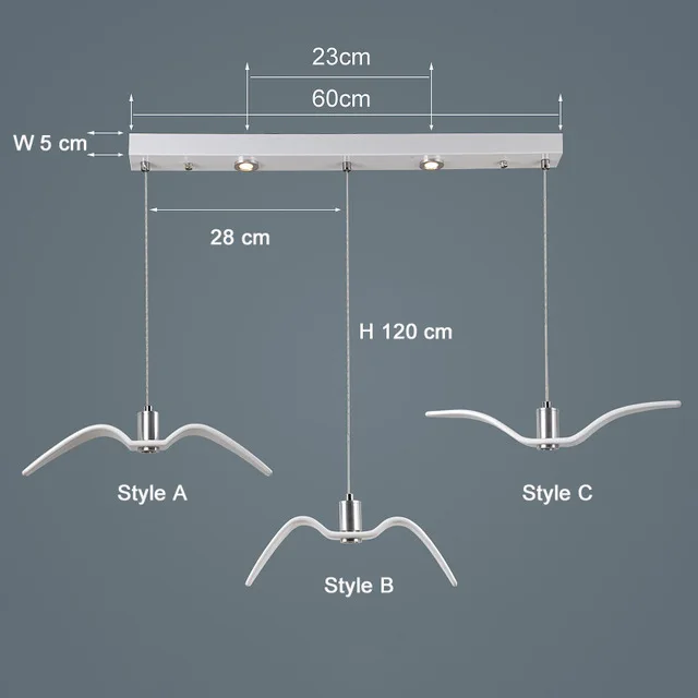 Светодиодный светильник в современном стиле, креативная люстра, индивидуальная люстра в виде чайки, лампа для чердака/бара/столовой, подвесное украшение для дома, дизайн - Цвет абажура: long base 3 birds