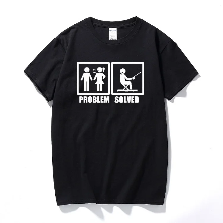 

Problem solved fish father grandfather father's day married funny gentlemen shirt t-shirt short sleeve cotton relaxed top tee