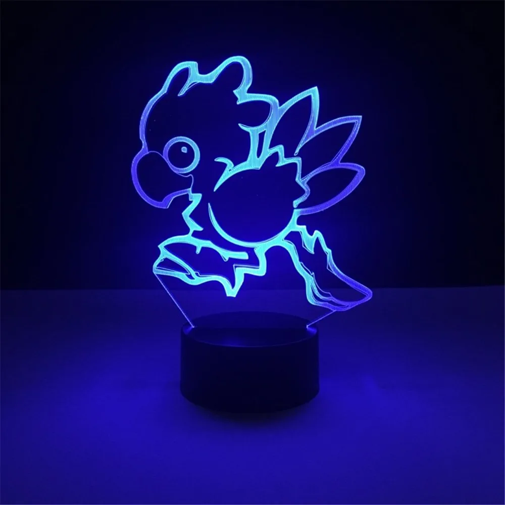 Final Fantasy аниме лампа Chocobo каваи подарок Дети СВЕТОДИОДНЫЙ 3d-ночник Настольная лампа Декор акриловая подставка ночные светильники 7 цветов