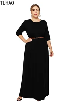 

TUHAO 2019 Summer Dress Sexy Women Solid LARGE SIZE LOOSE Dress Casual Loose Maxi Party Long Dresses Vestidos Plus Size 3XL LMTL