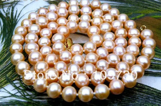 

Jewelry 001471 LUXURIOUS round 6.5-7mm AAA+ grade pink akoya pearl necklace 14KGP yellow gold 33