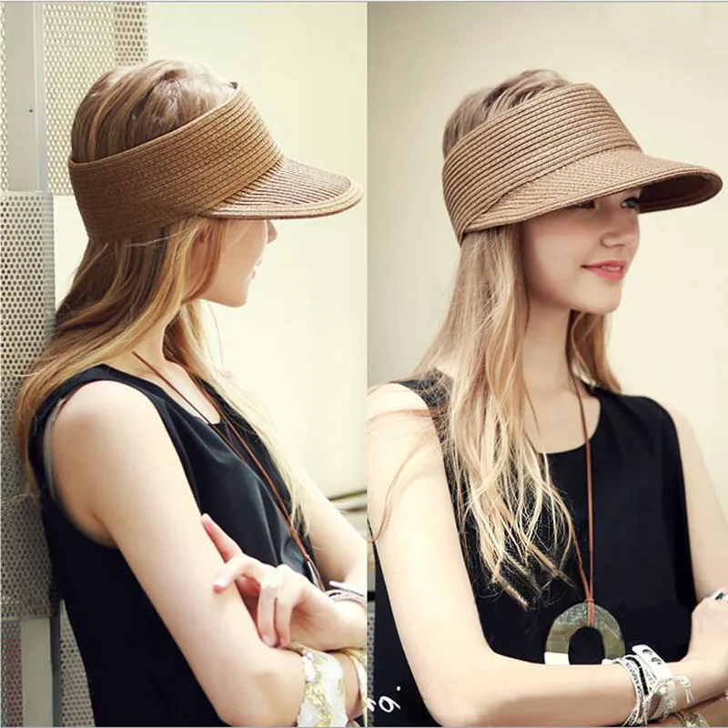 2017 Spring Summer New Big Wide Brim Straw Sun Visors hat Women/Gilr