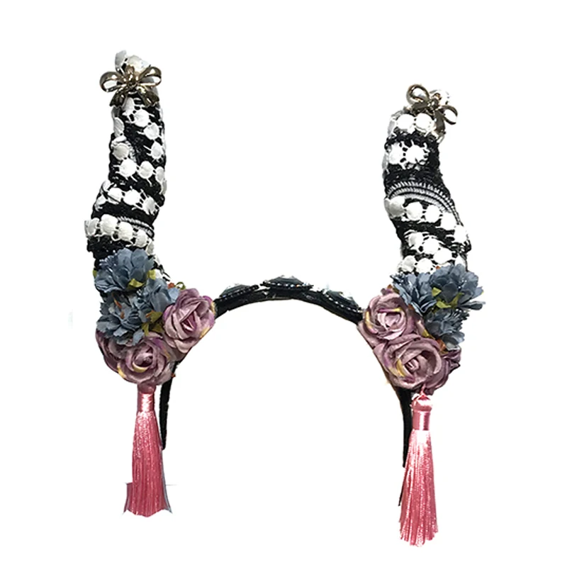 Винтажная повязка на голову в стиле стимпанк с цветами и кисточками; вечерние головные уборы; повязка на голову в стиле Лолиты на Хэллоуин