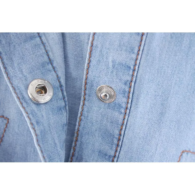 Women's Blouse Female Summer Denim Jacket Shirt Thin Short Knot Shawl Crop Tops Cardigan Sunscreen Clothing 5