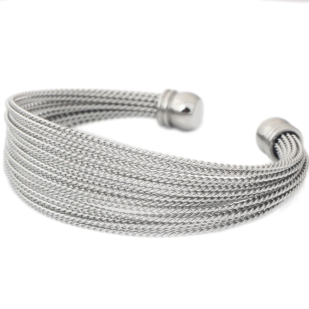 Never Fade Stainless Steel Twisted Wire Bracelets Bangles Gold / Rose Color Women's Fashion Jewelry