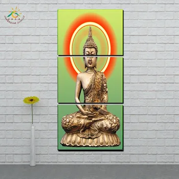 

Golden Shinning Buddha Wall Art HD Prints Canvas Art Painting Modular Picture And Poster Canvas Painting Decoration Home 3 PIECE