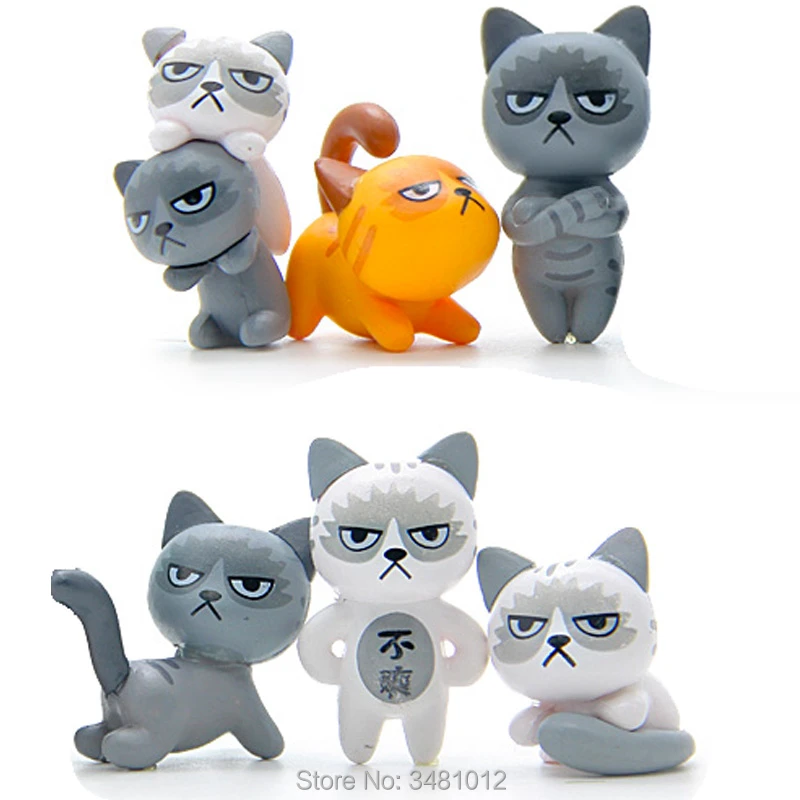 Figurines Miniatures De Chat En Pvc 6 Modeles Kawaii Chat Malheureux Chaton Mignon Mini Decoration De Jardin Pour La Maison Jouets Pour Enfants Aliexpress