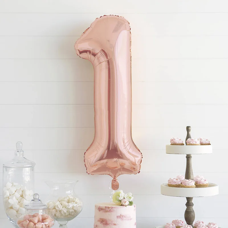 

40inch Rose Gold Foil Balloons Digit air Ballons Happy Birthday Wedding Decoration Baby Number Balloon Event Party Supplies