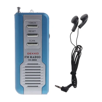 

Mini Portable Auto Scan FM Radio Receiver Clip With Flashlight Earphone DK-8808