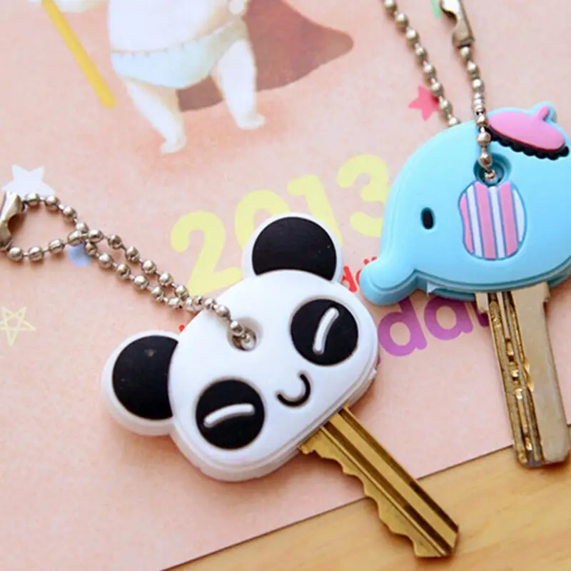 Head Anime Silicone Key chain ring holder porte clef New Face Elephant panda  key cover Cartoon Keychain Jewelry