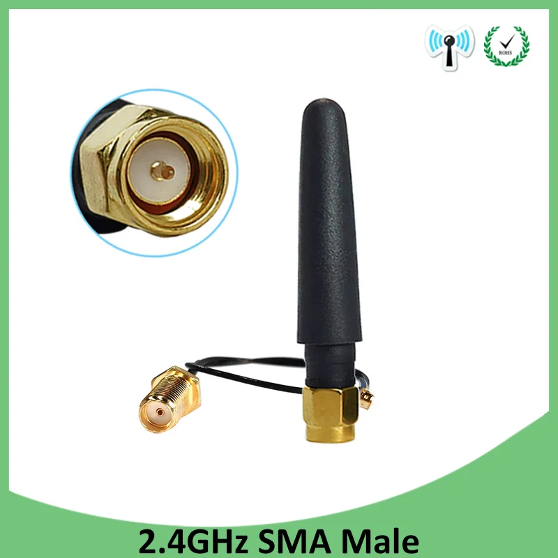 

10pcs 2.4 GHz Antenna wifi 5dBi SMA Male Connector 2.4ghz antena for Router Wi fi +21cm RP-SMA to ufl./ IPX 1.13 Pigtail Cable