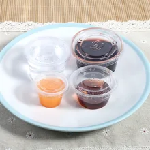 Gobelets à Sauce jetables en plastique | Tasses à Sauce transparentes, Chutney, boîtes avec couvercle, aliments à emporter 50 pièces