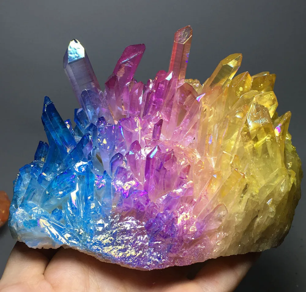 

786g More color Aura Quartz Crystal Titanium Bismuth Silicon Cluster Rainbow wedding souvenirs