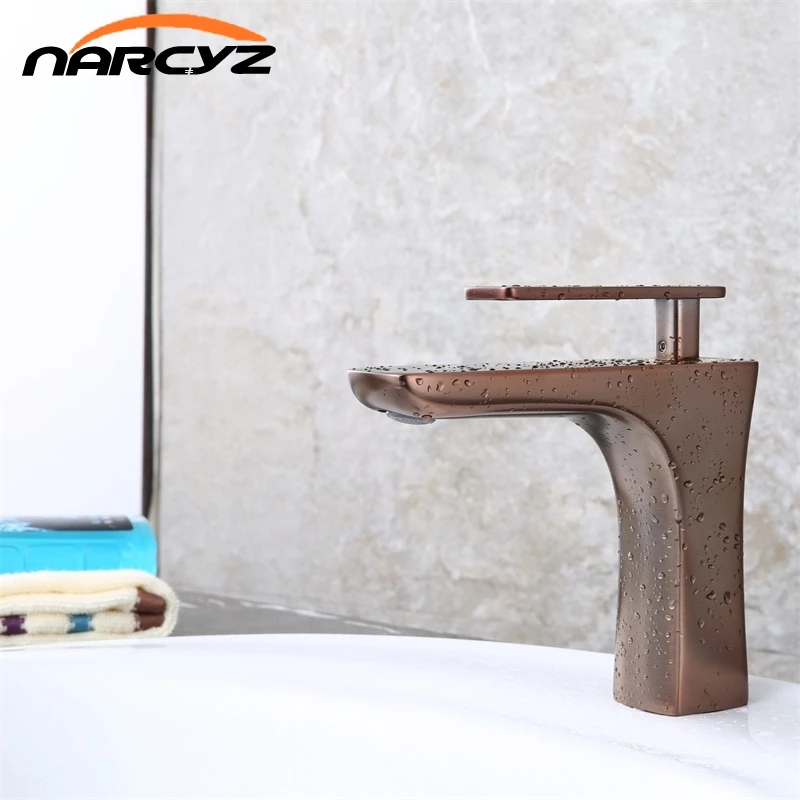 Luxury Bathroom Faucet Oil Rubber Brown Bathroom Faucet Brown Color Basin Sink Faucet Copper