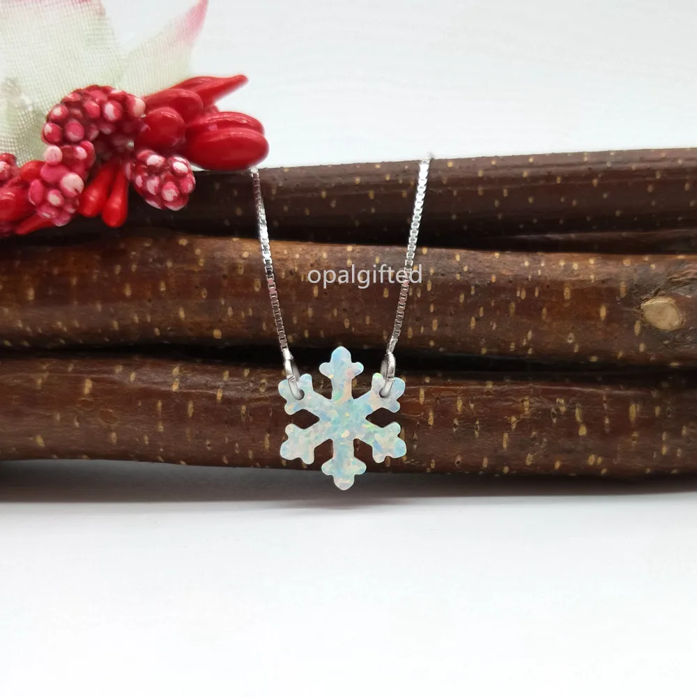 

1pc/lot Promotion OP17 Whtie 13mm Synthetic Snowflake Opal Necklace 925 Sterling Silver Snowflake Opal Necklace for wedding gift
