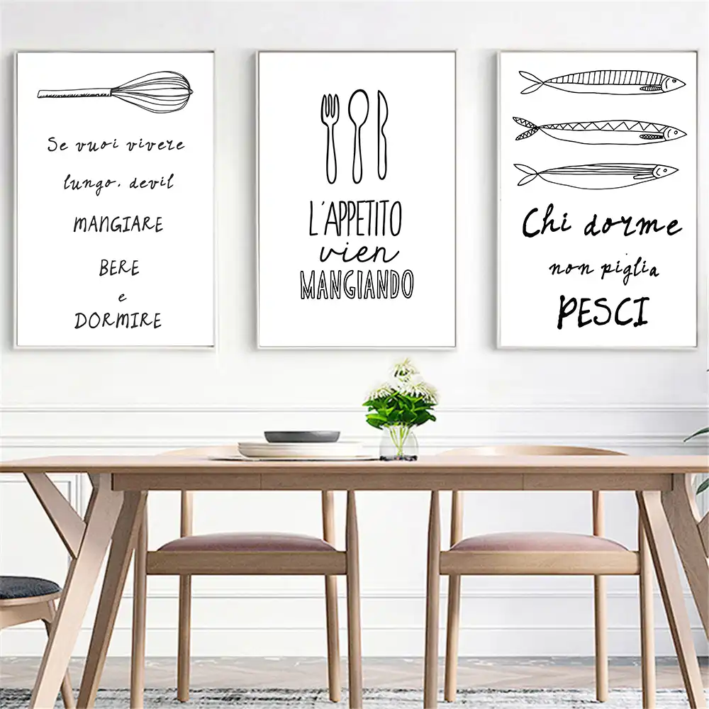 Nordic Poster Black and White Quotes Kitchen Painting Wall Art Scandinavian Decor Canvas Prints Wall Pictures for Living Room