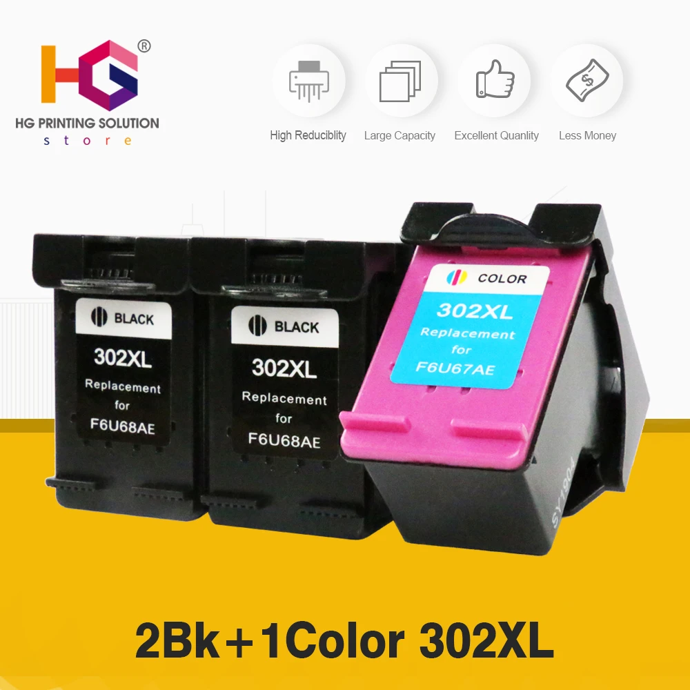 

302XL remanufactured Cartridge Replacement for HP 302 ENVY 4520 4521 4522 4523 4524 Printer 3pcs