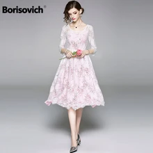 Borisovich, женское Повседневное платье, бренд, осень, английский стиль, ажурное, кружевное, роскошное, элегантное, для девушек, платья для вечеринок M637