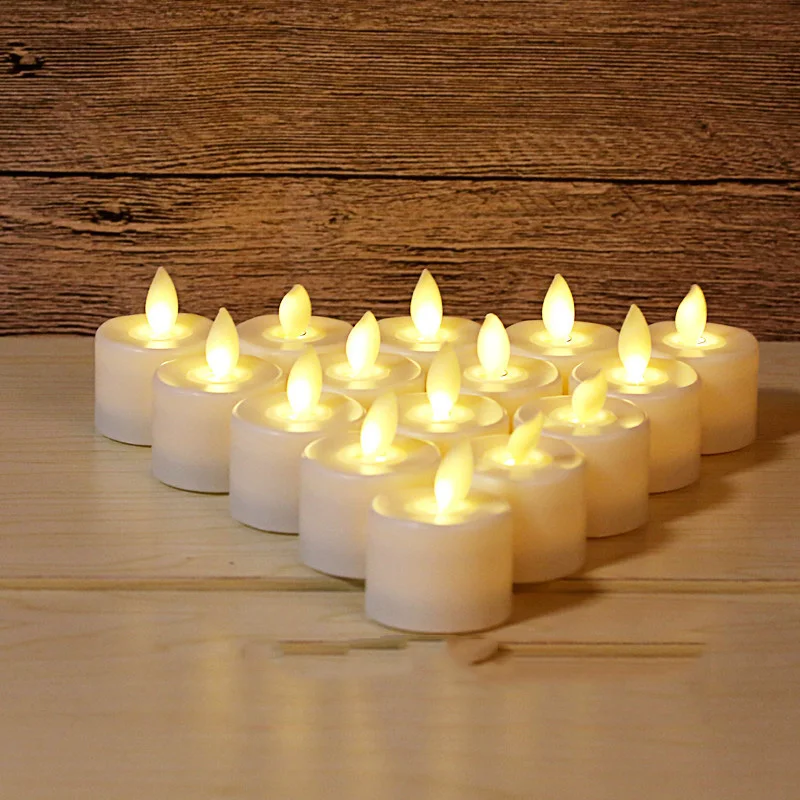 Pack of 6 Warm White Flickering Red LED Candles Plastic Electric