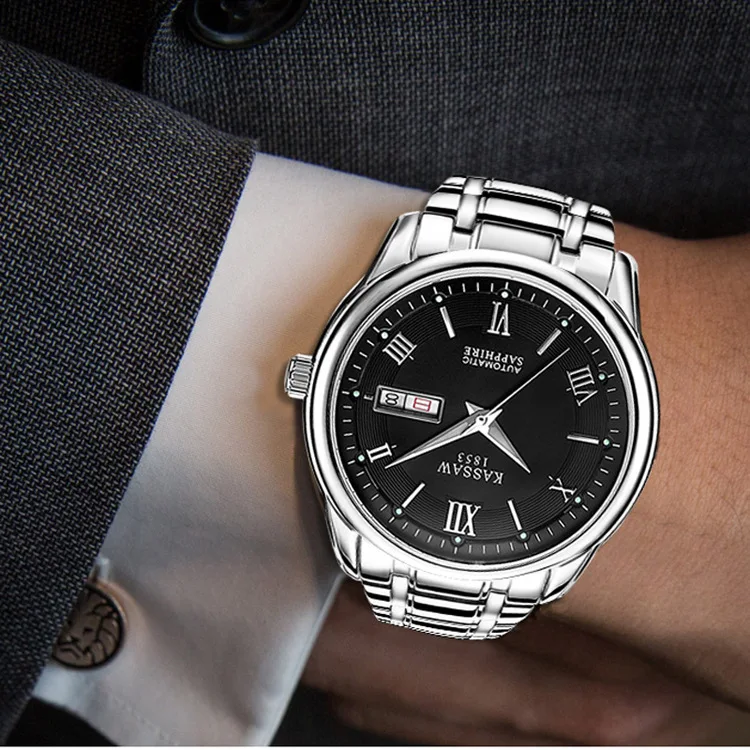 

Man Fully Automatic Mechanics Surface Hollow Out Waterproof Noctilucent Even-numbered Days Calendar Steel Wrist-watches K812
