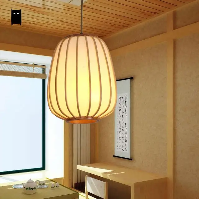 Bamboo Pvc Lantern Lampshade Pendant Light Fixture Modern Scandinave Bamboo Pvc Lantern Lampshade Pendant Light Fixture Modern Scandinave Chinese Anese Style Tatami Hanging Lamp Abat