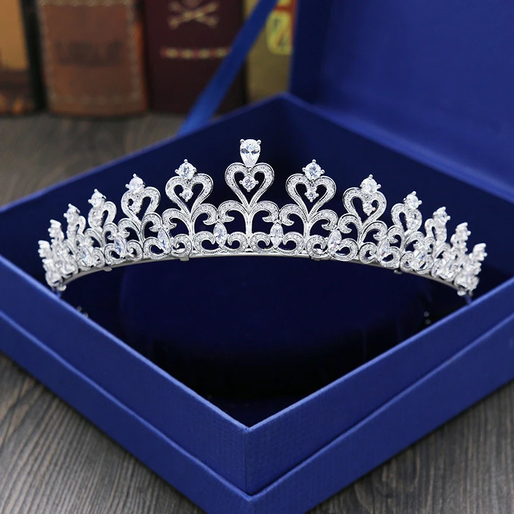 

Jonnafe Full Cubic Zirconia Princess Crown Wedding Tiara Hairband Fashion Women Hair Jewelry Bridal Accessories