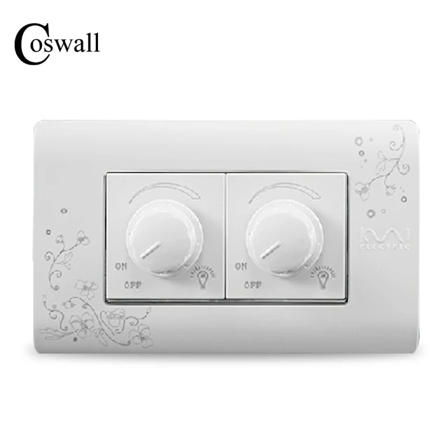 COSWALL Luxury Wall Double Dimmer Regulator Switch 300W Maximum Ivory