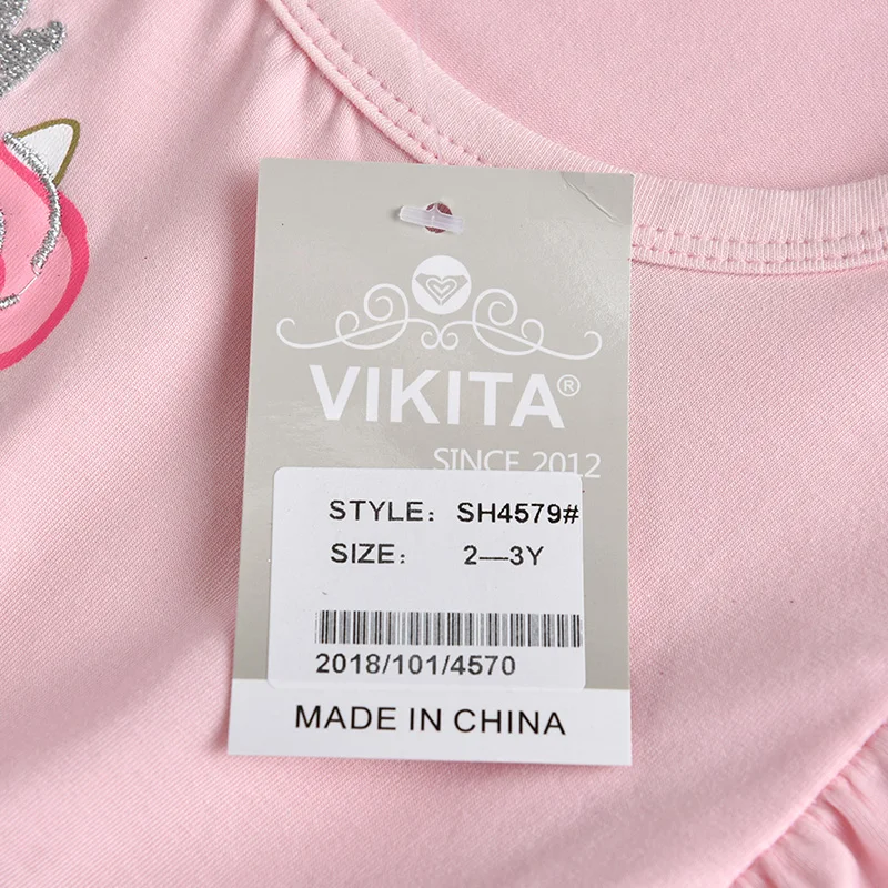 VIKITA Girls Dress Flare Sleeve Kids Cartoon Dresses Children Unicorn Vestidos 2019 Girls Dresses Summer Kids Dress For Girls