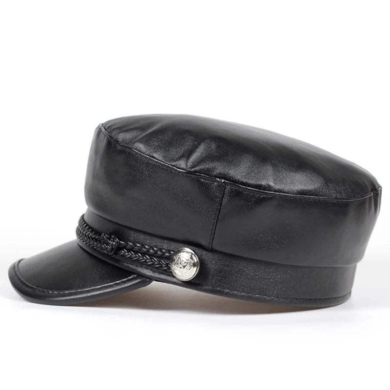 mens leather beret Beret Female Autumn Winter Hats For Women Ladies Pu Leather Beret Cap Boina Feminina Gorras Bone Vintage England Black men's berets basque