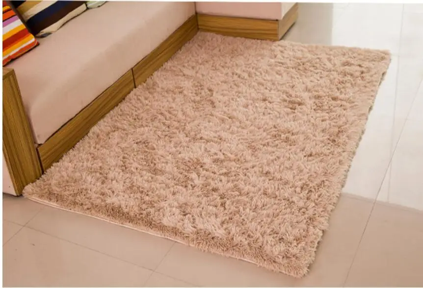 Soft Fluffy Shaggy Rectangle Carpet Floor Mat Living Room Decorative Blanket Area Rug Solid Color White Beige Pink Coffee Black