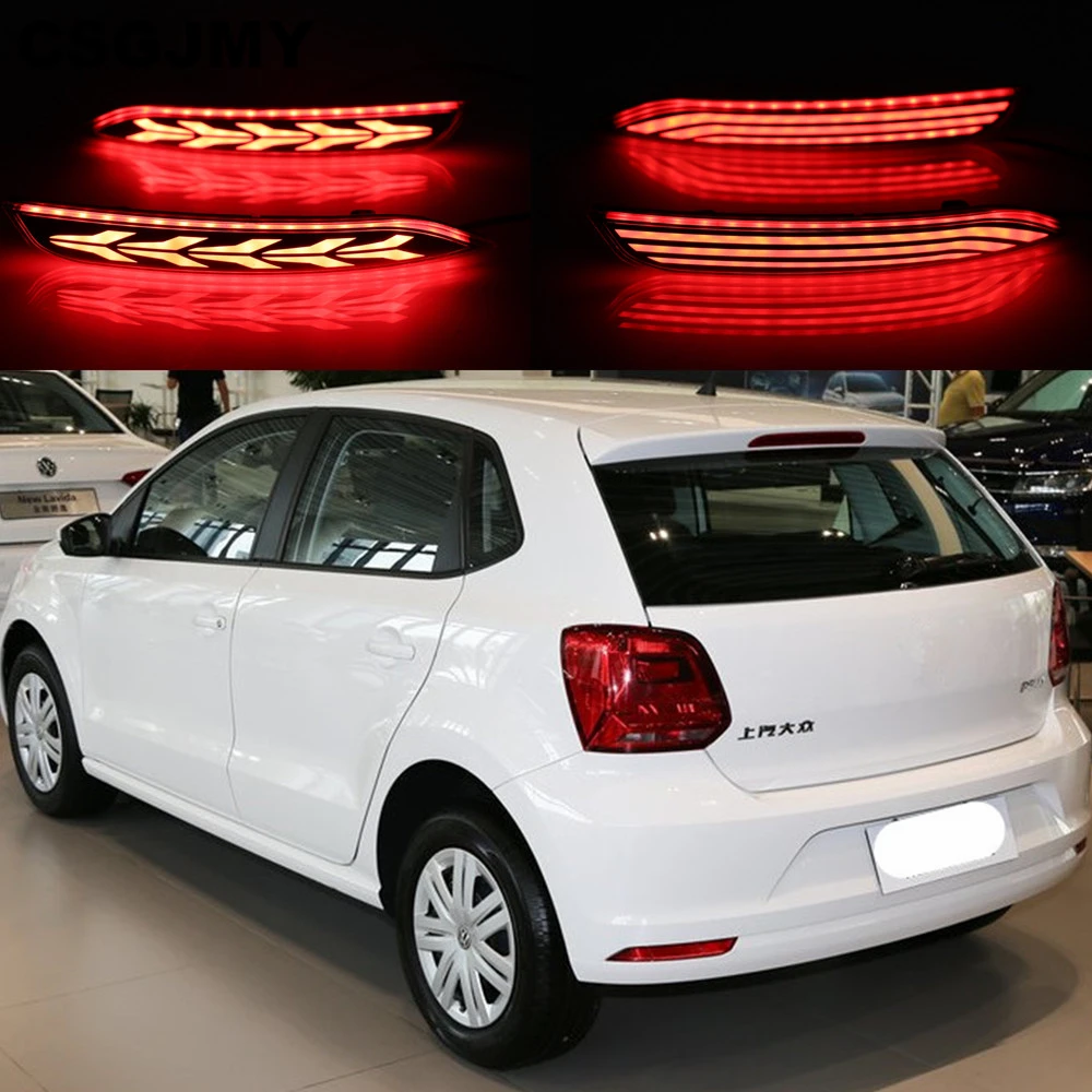 1 комплект, светодиодный фонарь-отражатель, задний противотуманный фонарь, бампер, светильник, тормозной светильник, светильник сигнала поворота для Volkswagen Vw Polo