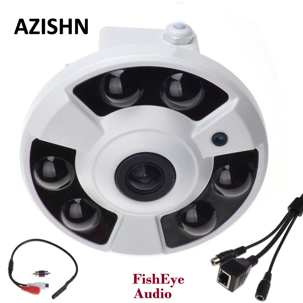 Панорамная IP камера Аудио 720P 960P 1080P дополнительный широкий угол рыбий глаз 5MP 1,7 мм объектив камера CCTV ONVIF 6 Массив ИК светодиодный микрофон