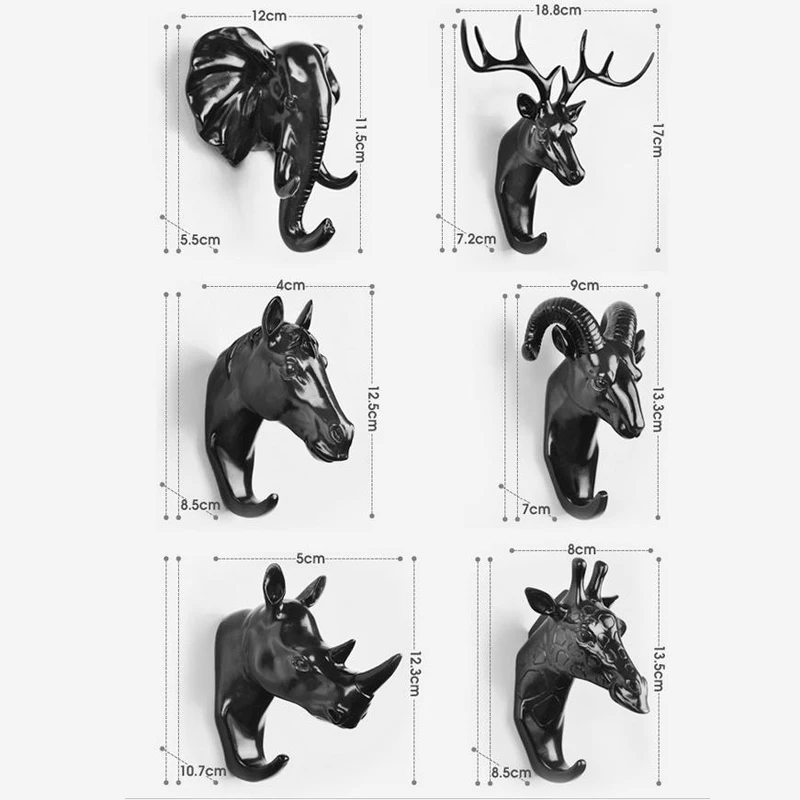 ASFULL цветной черный/белый/золотой крючок с головой животного полимерный для