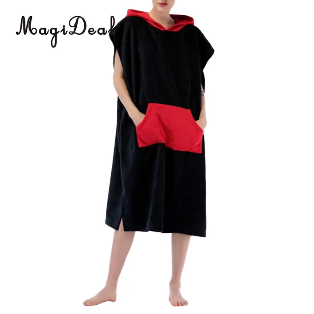MagiDeal Newest Perfeclan Water Sports Surfing Equipment Unisex Surf Beach Hood Poncho Towel Wetsuit Changing Robe & Pocket 