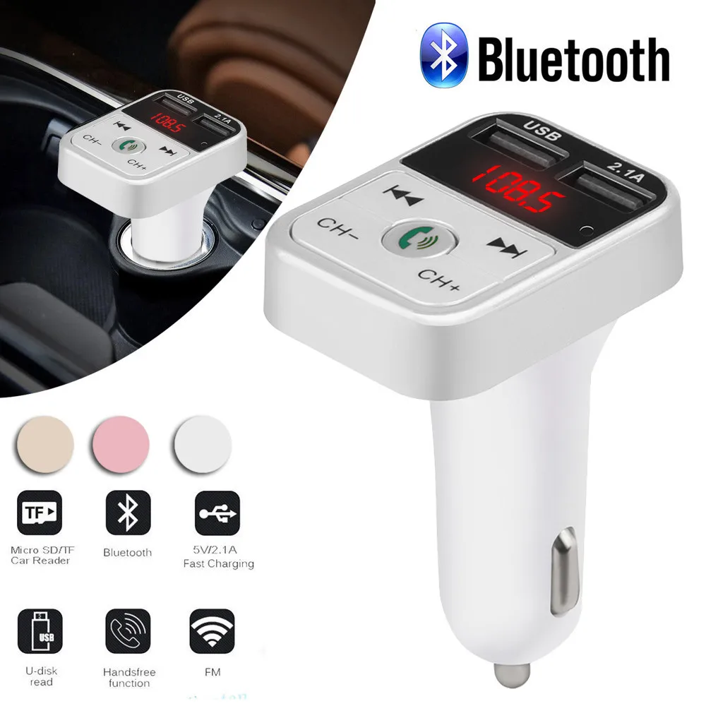 

Car Kit Handsfree Wireless Bluetooth FM Transmitter LCD MP3 Player USB Charger 2.1A Car Accessories Handsfree