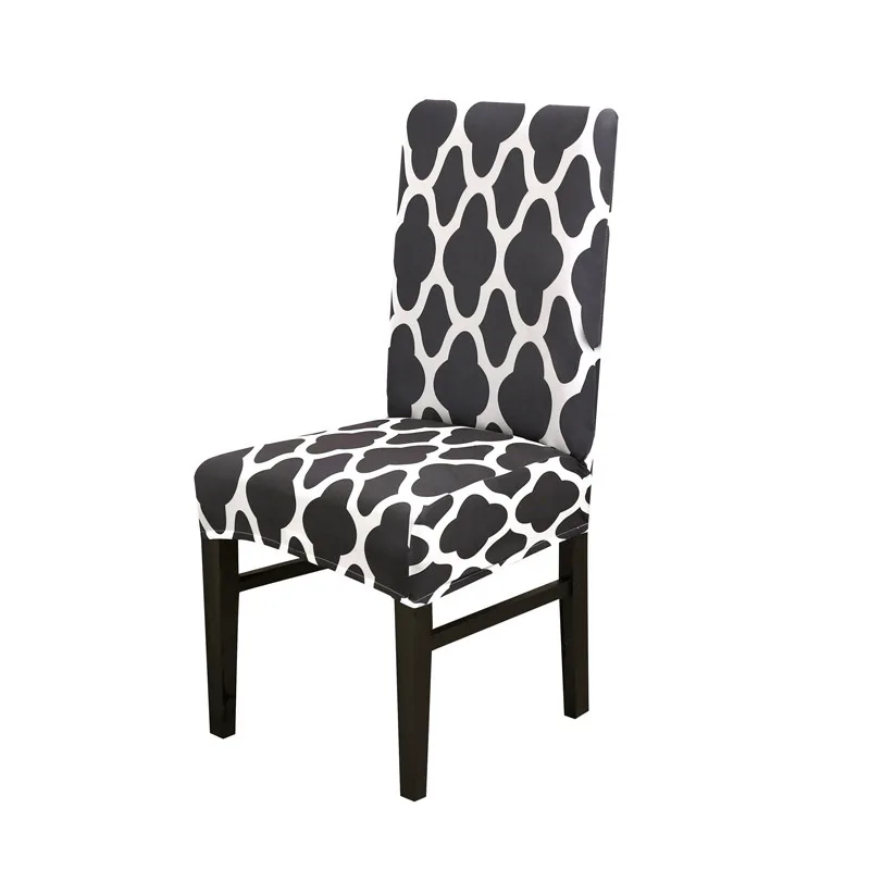 Универсальные эластичные чехлы на стулья из спандекса с геометрическим принтом, чехлы на стулья для кухни, банкета, отеля, украшения для дома - Цвет: 3-Black