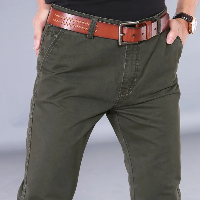 Günstig ICPANS Herbst Männer Casual Hosen Baumwolle Gerade Herren Hosen Schwarz Armee Khaki Mann Hose Plus Größe 40 42 2019 Frühling