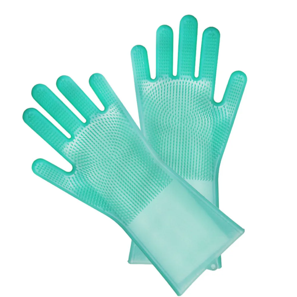 Волшебные силиконовые перчатки для чистки, силиконовые перчатки для мытья посуды, кухонные перчатки для мытья посуды, перчатки для мытья посуды J#1 - Цвет: Green