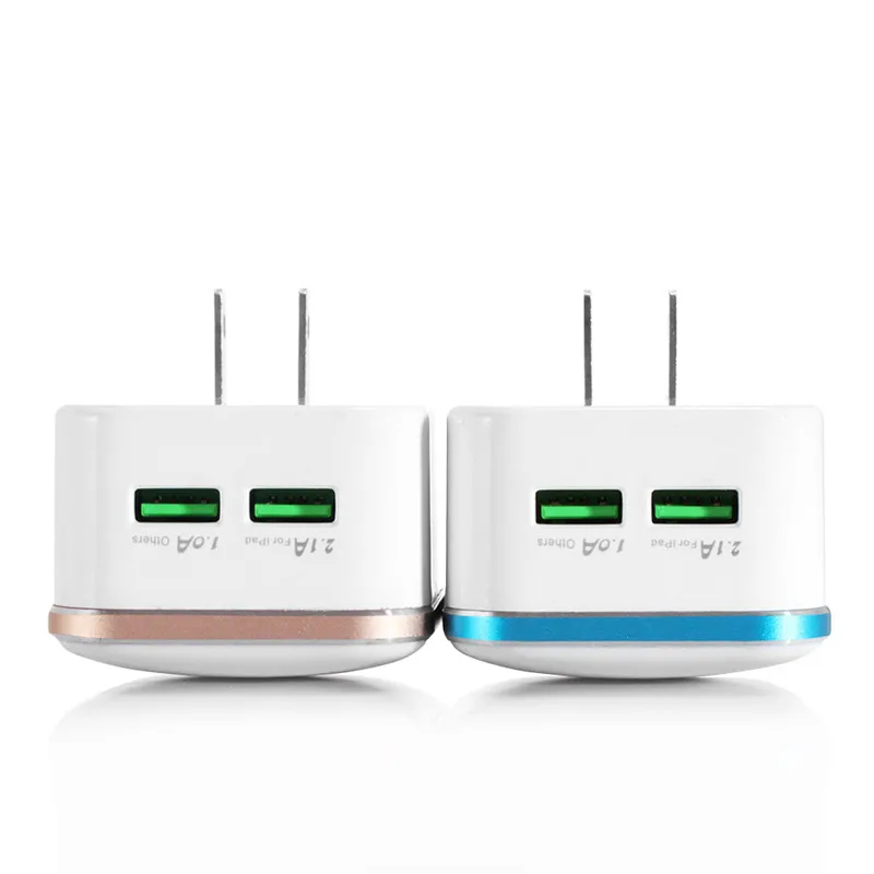 5 V 2-Порты и разъёмы 2.1A(макс.) Европейская USB Зарядка адаптер светодиодный ночной lightlamp автоматической идентификации Портативный телефон дорожное настенное зарядное Зарядное устройство для iPhone samsung