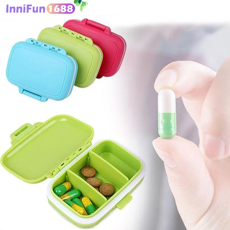 

Portable Mini Pill Case Medicine Boxes 3 Grids Travel Home Medical Drugs Tablet Empty Container Home Holder Cases