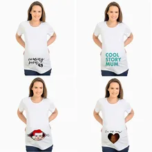Футболки для беременных, женская одежда для беременных, хлопковые футболки с принтом для мам, топы для беременных, одежда больших размеров