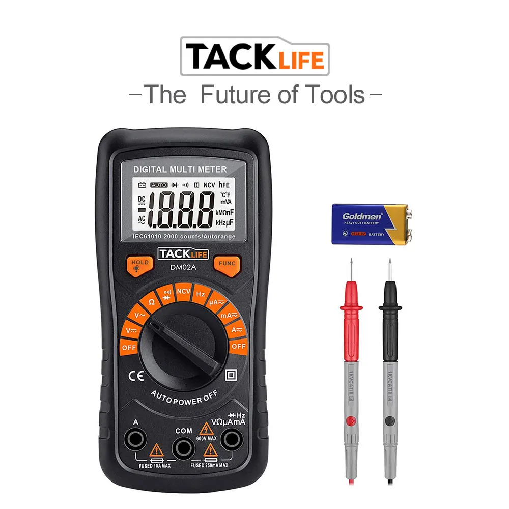 Tacklife мультиметр DM02A авто диапазон цифровых мультиметров NCV Электрический тестер